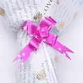 Hot pink pull bow with white stars and decorative gold wave mesh paper for gift wrapping - Star Pattern Rose Red