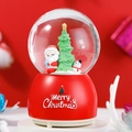 Close-up of a Christmas snow globe with Santa and snowman on a red Merry Christmas base - 80 Medium Music+Light / Santa - Snowman