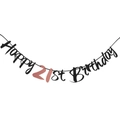 Elegant black and rose gold 21st birthday banner for party wall decorations - 21st Birthday Glitter Style / Black Rose Gold