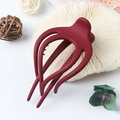 Pince à cheveux rouge mat avec design multi-griffes et une finition profilée lisse - Rouge Vin Mat