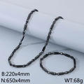 Conjunto de joyas de acero inoxidable negro con collar y pulsera de eslabones - Relación 1:1 (KS222962) / Negro