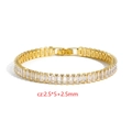 Minimalist gold zircon bracelet with rectangular white crystals and snap clasp - Gold (159)
