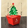 Weihnachtsgeschenkbox mit 3D-Tannenbaum-Aufsatz und goldener Glocke-Deko - Mit Bindebändern und Glocken / Klein