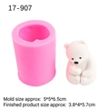 Pink cylindrical silicone mold and white sitting polar bear figurine DIY kit - Sitting Pose 17-907 / Pink