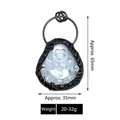 Carved crystal Buddha pendant in vintage bronze frame measuring sixty five mm by thirty five mm - Gray