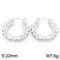 Polished silver wheat ear pattern stainless steel earrings with 22mm diameter and 6g weight - Silver