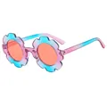 Pink purple blue gradient sunflower kids round sunglasses with orange lenses - Transparent Pink Blue Gradient Frame Pink Lens