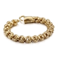 Bracciale vintage da uomo in acciaio al titanio dorato con teschi e chiusura a gancio - 18.5cm / Oro (KB102745-BD)
