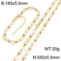 Set gioielli in acciaio dorato con pietre di zircone, collana e bracciale regolabile - Stile Oro (KS228968-ZCG)