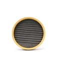 Round bamboo jewelry tray with grey velvet slots for rings and earrings display - Round Slot Ring Tray / Gray