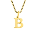 Minimalist stainless steel gold-plated necklace featuring uppercase letter B pendant - Letter B-Gold