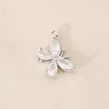 Macro shot of silver butterfly pendant with marquise-cut zircons for DIY jewelry making - PJ0264-Silver (Butterfly)