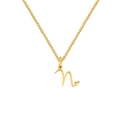 Golden box chain necklace featuring letter N pendant with small heart detail - Letter N (XL-82-4)