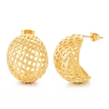 Französische offene Korbgeflecht-Gold-Halbkugel-Ohrstecker für Damen Mode - Gold Hohle Mesh Halbkugel Stil(KE109232-MI)