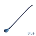 Long handle 304 stainless steel straw spoon in vibrant electroplated blue finish - Long Handle - Blue