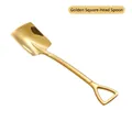 Creative gold square-head shovel spoon made of polished stainless steel for desserts - 304 Gold Flat Shovel