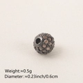 Gunmetal sphere charm bead with micro-pave brown cubic zirconia for DIY jewelry - 6MM Brown Zirconia Gun Black Plated