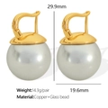 Französische Vintage-Ohrhänger in Gold mit großen 19,6 mm grauen Glasperlen-Anhängern - EH410 Haken-Stil (EH410) / Grau