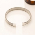 Bracciale regolabile a C in acciaio al titanio argento con trama a spirale flessibile - Stile 06 Argento