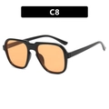 Classic aviator sunglasses with black frame and transparent orange lenses, model C8 - Glossy Black / Orange Lens