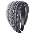 Wide breathable mesh headband with silver and black stripes on a white background - Gray
