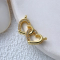 Pendentif double cœur doré avec micro-zircons pour la création de bijoux DIY - Cœur à Cœur-Or