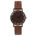 Fashion women's quartz watch with coffee brown silicone strap and arabic numerals - Coffee