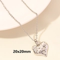 Silver 18k plated stainless steel heart pendant necklace with molten metal texture - Hammered Heart - Silver (S1180-S+N22-S)