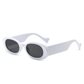 Vintage-Sonnenbrille mit weißem Ovalrahmen und dunkelgrauen Gläsern im Retro-Mode-Stil - Weißer Rahmen Dunkelgraue Gläser