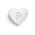 Silver heart-shaped stainless steel charm bead with letter P engraving for DIY jewelry - Letter P (Silver)