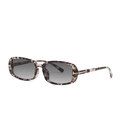 Rectangle sunglasses with tortoise pattern frames and iconic gold T-shaped metal hinges - Demi Grey