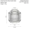 Clear dual-use glass candle holder with vertical stripe texture and detailed dimensions - Minimalist Dual-use Glass Candle Holder