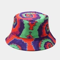 Rainbow spiral tie-dye cotton bucket hat with multi-row stitched brim for sun protection - M (56-58cm) / Color 8