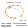 Detail view of 18K gold plated stainless steel knot bracelet with bead ends and dimensions - Gold (YYBL023066-G)