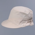 Detail of beige nylon sun hat with reinforced stitched brim and elastic back design - M(56-58cm) / Off-white