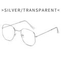 Silver metal polygon sunglasses with transparent lenses and a minimalist retro style - Silver Frame Clear Lens