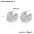Irregular daisy earrings in bright silver titanium steel, 3cm size for daily wear - F1633-Steel Color Earrings