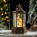 Bronze 25cm Christmas lantern featuring a funny dog and snowy pine tree decoration - Small Bronze Hexagon Tag Reindeer
