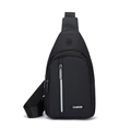 Minimalist black waterproof business chest bag for men with a FASHION label - D-180 Style / Black