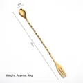 Gold 32cm double-ended bar spoon with spiral handle and integrated fork end - Gold Large Bar Spoon [Thickened] [410 Steel]