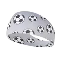 Light gray elastic sports headband with soccer pattern for yoga and running - Soccer Silver Grey