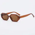 Octagonal polygon sunglasses in amber brown finish with vintage tortoiseshell frames - Tea Frame Tea Lens