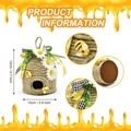 Handmade jute rope honey bee hive skep with sunflowers and size dimensions info - White Daisy Style