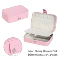 Pink portable PU leather jewelry box with 16x11x5cm size and multi-functional storage - Medium (16x11x5cm) / Sakura Pink