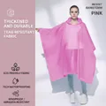 Pink semi-transparent EVA hooded poncho raincoat with side snap buttons in 1-piece pack - Pink