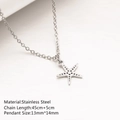Collier en acier inoxydable argenté avec pendentif étoile de mer et chaîne de 45cm plus 5cm - Étoile de mer / Argent