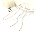 Golden eyewear chain with light blue heart beads and secure adjustable silicone loops - 1014-5 (Green)