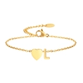 Elegant gold letter L charm bracelet with heart pendant and adjustable lobster clasp - Heart + Letter L Bracelet