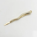 Close-up of wavy golden alloy hair clip with polished metallic texture on white background - Single 3# / Gold