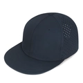 Dark blue breathable perforated snapback cap with flat brim and adjustable strap - Navy Blue